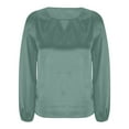 thumbnail image 6 of Lovskoo Womens Dressy Casual Blouse Keyhole Satin Silk Long Sleeve Shirts Business Work Tops Spring Fall Clothes 2025 Green, 6 of 8