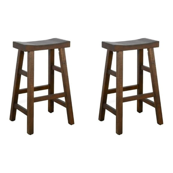 Pemberly Row 30" Transitional Wood Saddle Seat Stool in Tobacco Leaf