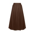 thumbnail image 2 of BRGZLK Women's Maxi Skirt Long Pleated Skirts Elastic Casual Solid Color High Waist A-Line Flowy Swing Summer Ankle Length, 2 of 7