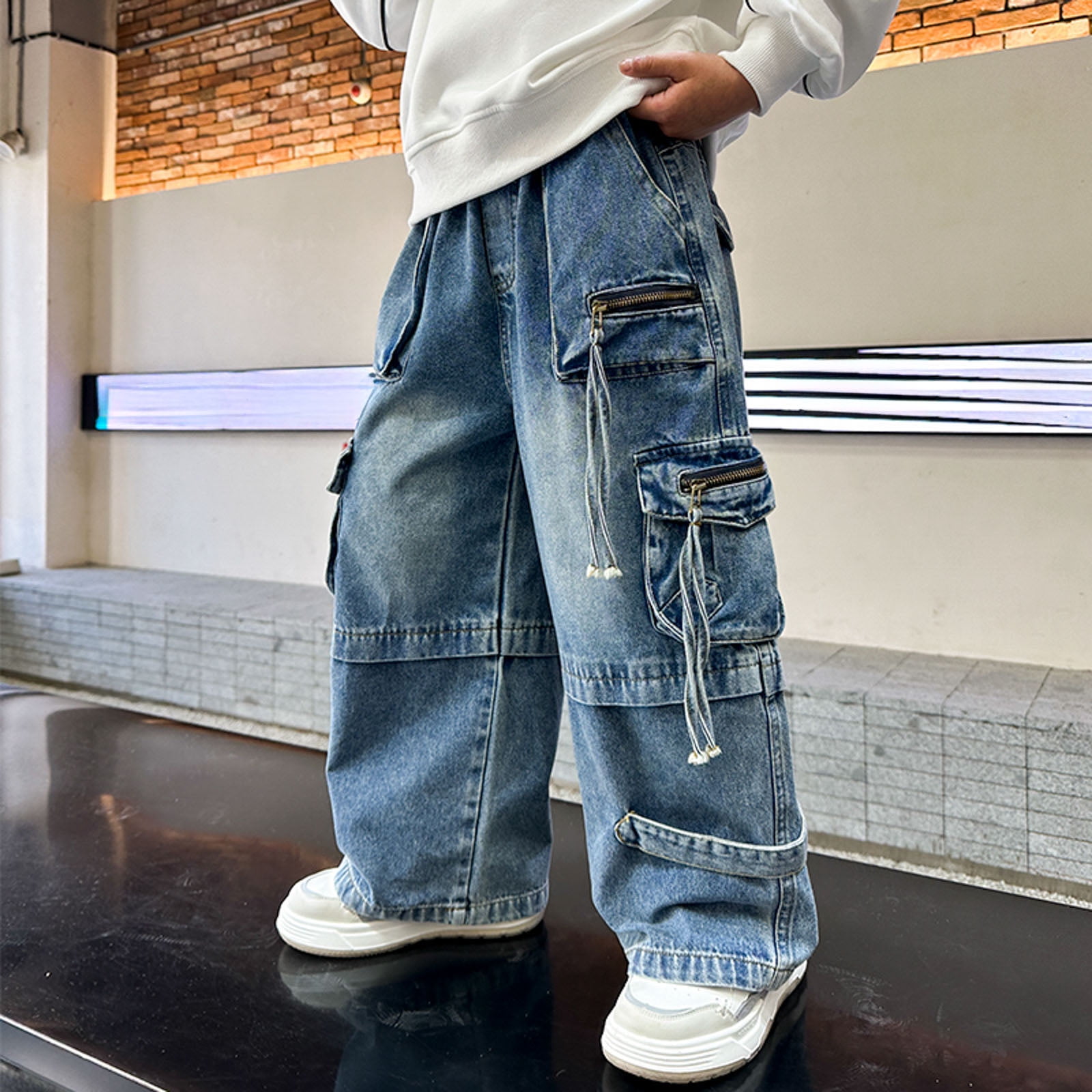 Gvdentm Baggy Jeans Teen Boys Cargo Jeans for Boys Girls