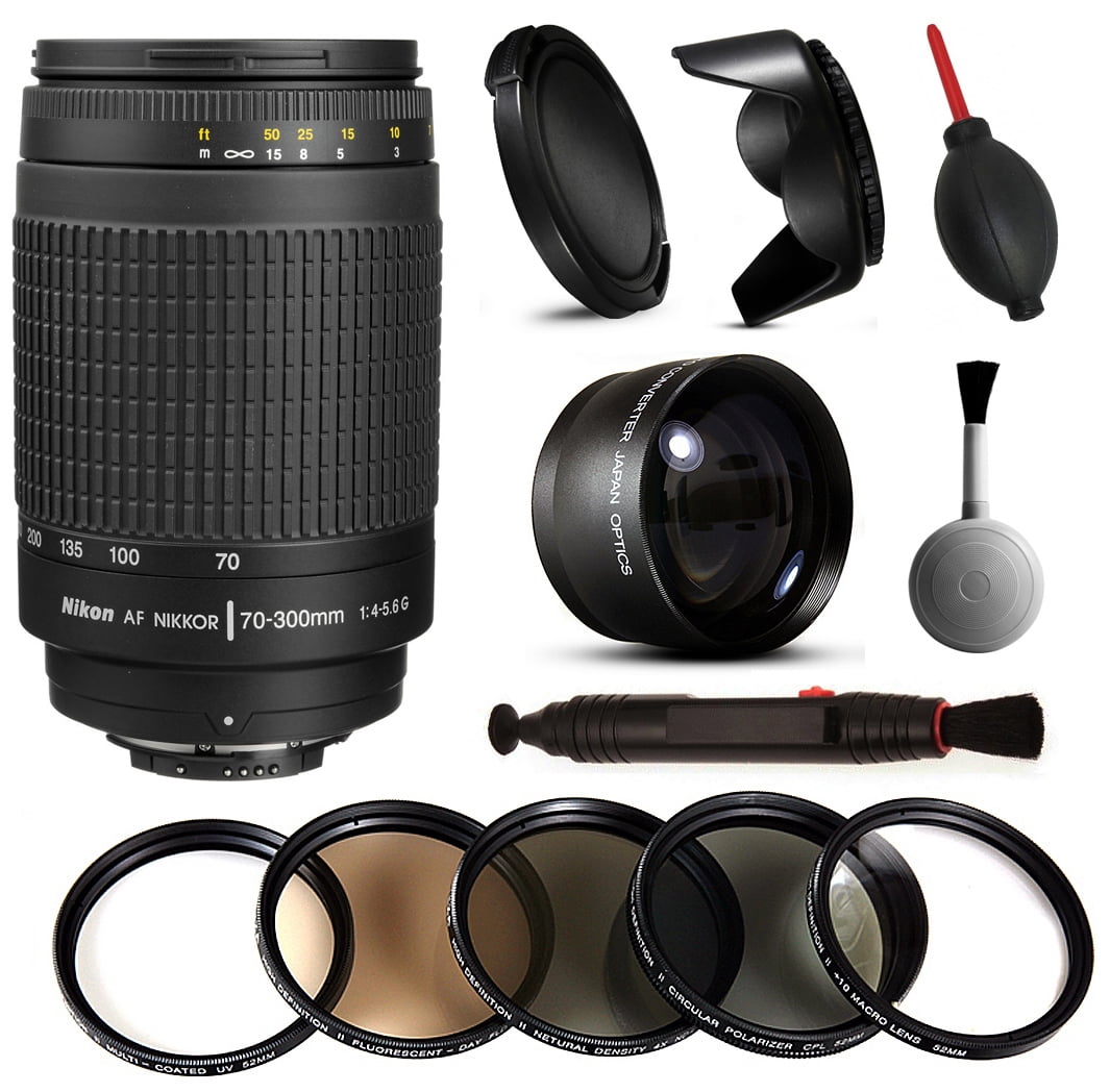 Nikon AF 70-300mm Manual Lens + Beginner Accessories Bundle includes 5