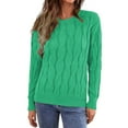 thumbnail image 2 of Daznico Sweaters For Women Womens 2022 Cute Elegant Soft Crewneck Long Sleeve Hollow Cable Knit Pullover Sweaters Green S, 2 of 5