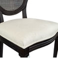 thumbnail image 6 of 2xhome - French Chic Vintage Style Dining Side Chair With Upholstered Linen Welted Fabric And Elegant Natural Rustic Wood Frame - Rattan Wicker Oval Back, Set of 1, 1 piece, 6 of 14