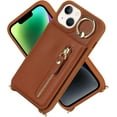 thumbnail image 3 of iPhone 14 Plus Case with Card Holder for Women, iPhone 14 Plus Phone Case Wallet with Strap Credit Card Slots Crossbody with Kickstand Zipper Shockproof Case for iPhone14Plus - Brown, 3 of 18