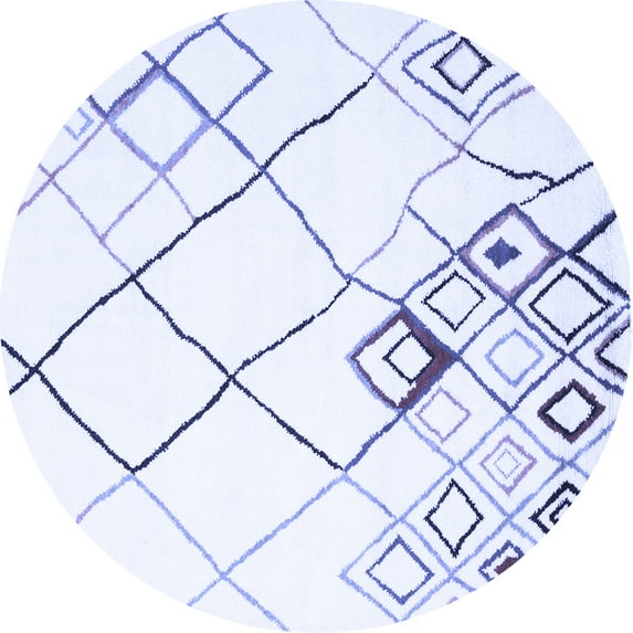 Ahgly Company Machine Washable Indoor Round Solid Blue Modern Area Rugs, 7' Round