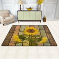 thumbnail image 2 of GZHJMY Wooden Sunflower Vintage Non Slip Area Rug for Living Dinning Room Bedroom Kitchen, 4' x 6'(48 x 72 Inches), Flower Floral Nursery Rug Floor Carpet Yoga Mat, 2 of 6