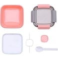 thumbnail image 2 of 1.1 Liter Salad Container with Separate Dressing Pots and Cutlery, Leak-Proof Salad Bowl To Go with 2 Compartments For Salad Toppings and Snacks, Pink Plastic Salad Box, 2 of 5