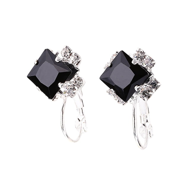 1111Fourone, 1 par de pendientes de diseño de circón cuadrado para mujer, pendientes de aleación de cristal brillante para niñas, pendientes, Ropa, zapatos y accesorios Miscelánea negro Guardurnaity AP000119-03B