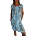 thumbnail image 1 of XYMJT Robes Needream, Robe Imprimée en Coton et Lin pour Femmes, Col Rond, avec Poche, 1 of 1