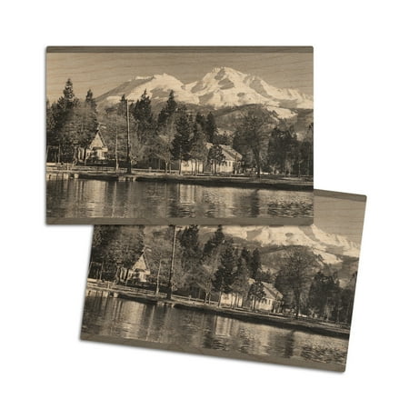 

Mt. Shasta CA State Fish Hachery Photograph (4x6 Birch Wood Postcards 2-Pack Stationary Rustic Home Wall Decor)