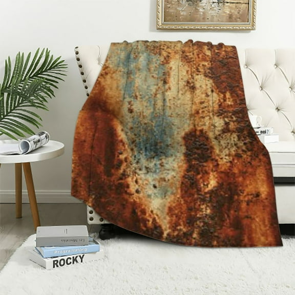 BCIIG Brown Rust Colorful Metal Rusty Steel Iron Structure Blanket Throw Blanket Soft Comfortable for Sofa Chair Bed Office 40x50in