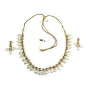 Mogul Indian Fashion White Pearl Polki Kundan Choker Necklace Jewelry Set