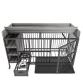 thumbnail image 2 of Large Pet Cage with Storage Rack, Stainless Steel Food and Water Drawers, Iron Frame and MDF Construction in Black and Charcoal Grey, 2 of 9