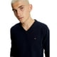 thumbnail image 3 of Jersey Tommy Hilfiger para hombre, algodón, cuello en V, azul marino, talla M, 3 of 5