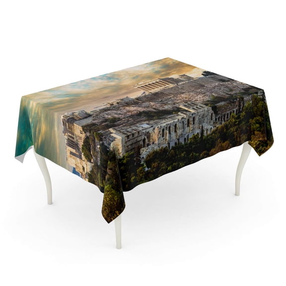 SIDONKU Parthenon Acropolis of Athens Under Dramatic Sunset Sky Greece Tablecloth Table Desk Cover Home Party Decor 60x120 inch