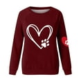thumbnail image 3 of Lightweight Sweatshirts for Women Cute Graphic Print Long Sleeve Crew Neck Casual Loose Pullover Tops Workout Gym Shirt(Wine,XL), 3 of 4