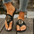 thumbnail image 2 of LOVZFMLL Flat Sandals for Women 2025 Summer Fashion Metal Vacation Beach Flip Flops Thong Casual Outdoor Slippers Black 6, 2 of 6