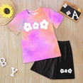 thumbnail image 2 of Wxirdiow Girls Summer Clothes Sets Toddler Kid Girl Clothes Daisy Print Tie Dye Short Sleeves Top + Shorts 2PC Summer Outfit Set Purple Size,9-10 Years, 2 of 3