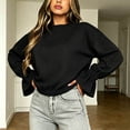 thumbnail image 4 of Hurxie Women's Casual Crew Neck Sweatshirt Long Sleeve Ruched Solid Loose Fitting Pullover Tops, 4 of 7