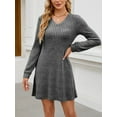 thumbnail image 2 of SIEANE Womens Long Sleeve Sweater Dresses V Neck Casual Fall Dresses With Pockets S-XXL, 2 of 5