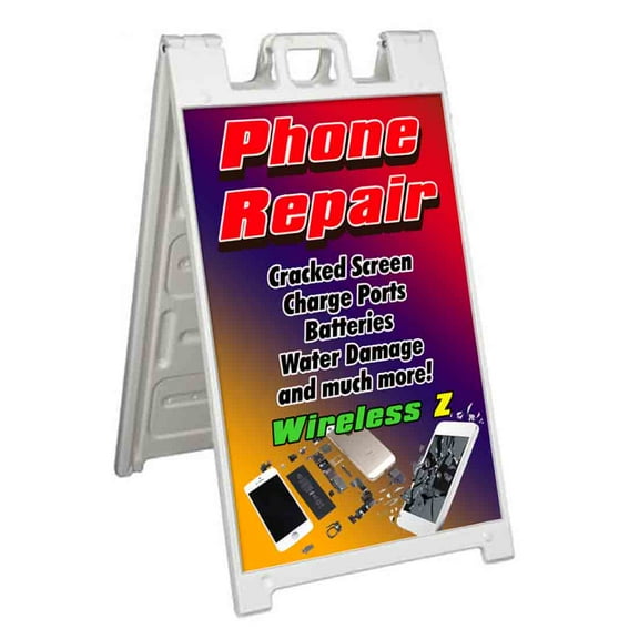 Phone Repair (24" X 36") Standard A-Frame Signicade, Includes Decal Applied To Stand