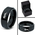 thumbnail image 4 of Tungsten Bunny Rabbit Running Hare Band Ring 8mm Men Women Comfort Fit Black Beveled Edge Polished, 4 of 4