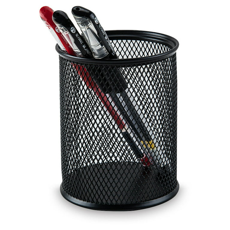 Pen Holder Metal Wire Mesh Pencil Container 4 Divided Compartments Home  Office Supplies Desktop Accessory Organizer Storage Anti-Slip Pen Basket  for