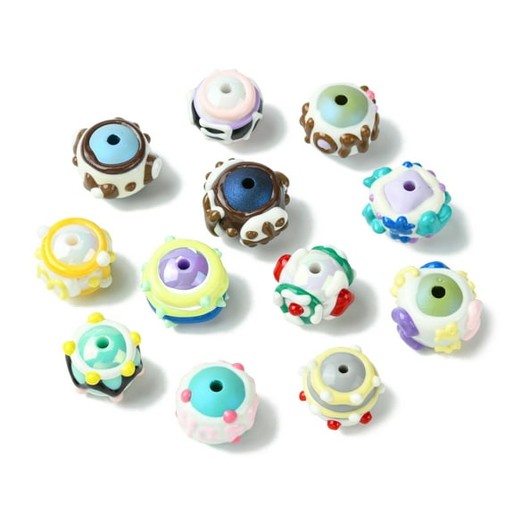 DanLingJewelry 17Pcs Random Handmade Enamel Bumpy Round Bubblegum Beads Large Chunky Acrylic Focal Beads for Keychain Bracelets Jewelry Making