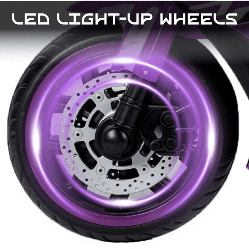 2 Seats Kids Motorcycle, 12V Ride On Electric Motorcycle, Kids Motorbike with USB, Bluetooth, Light, Storage Box, Motorcycle for Kid Aged 3+ (Purple)
