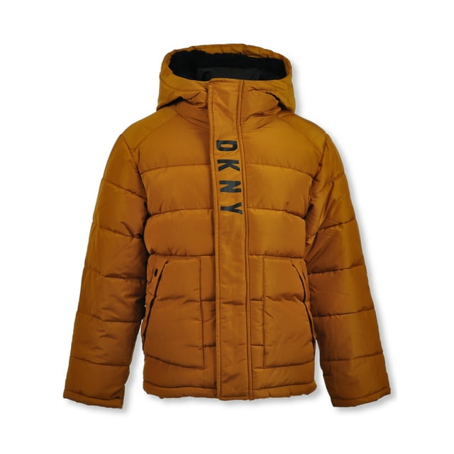 DKNY Boys' Puffer Jacket mustard, 4t (Toddler)