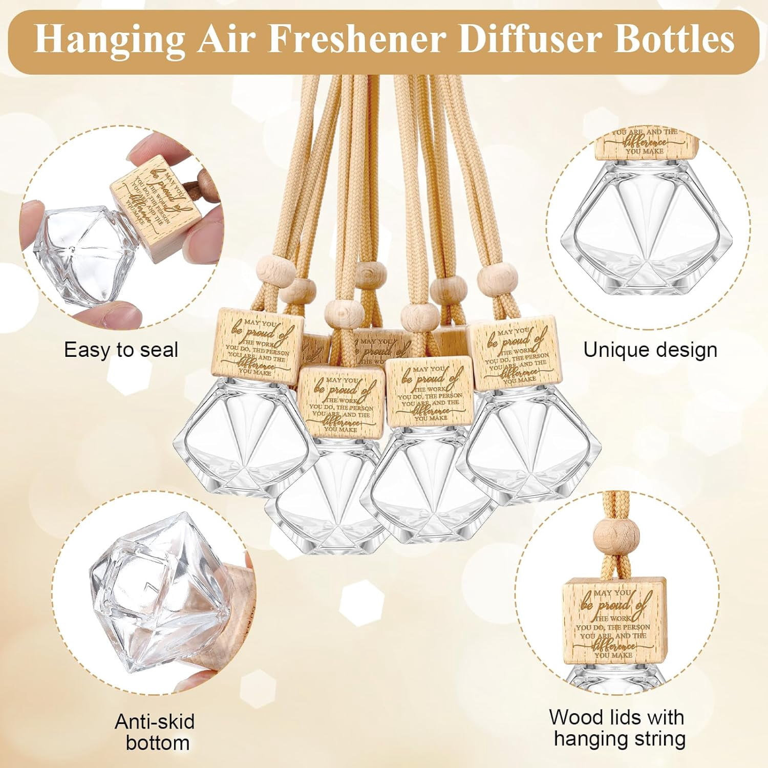 20 car fragrance bottle empty bottles wholesale hanging car air freshener bottles motivational air freshener refillable Mother's Day thank you gift bulk nurse staff (May you)