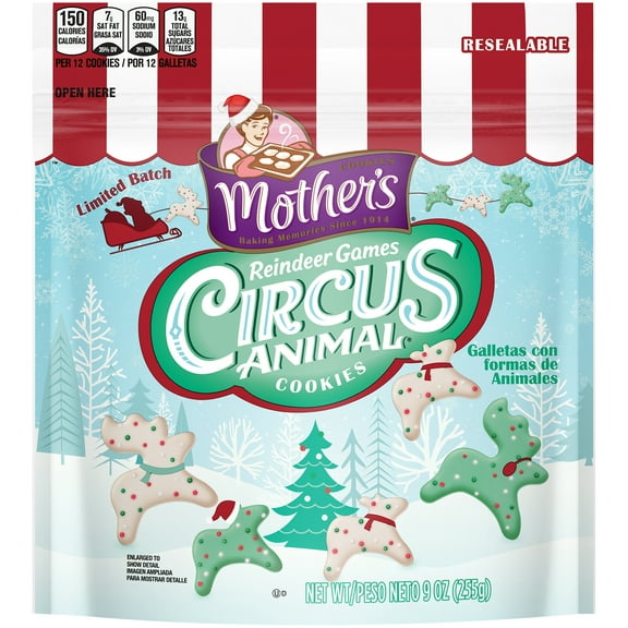 Mother's Circus Animal Reindeer Games Holiday Cookies 9oz