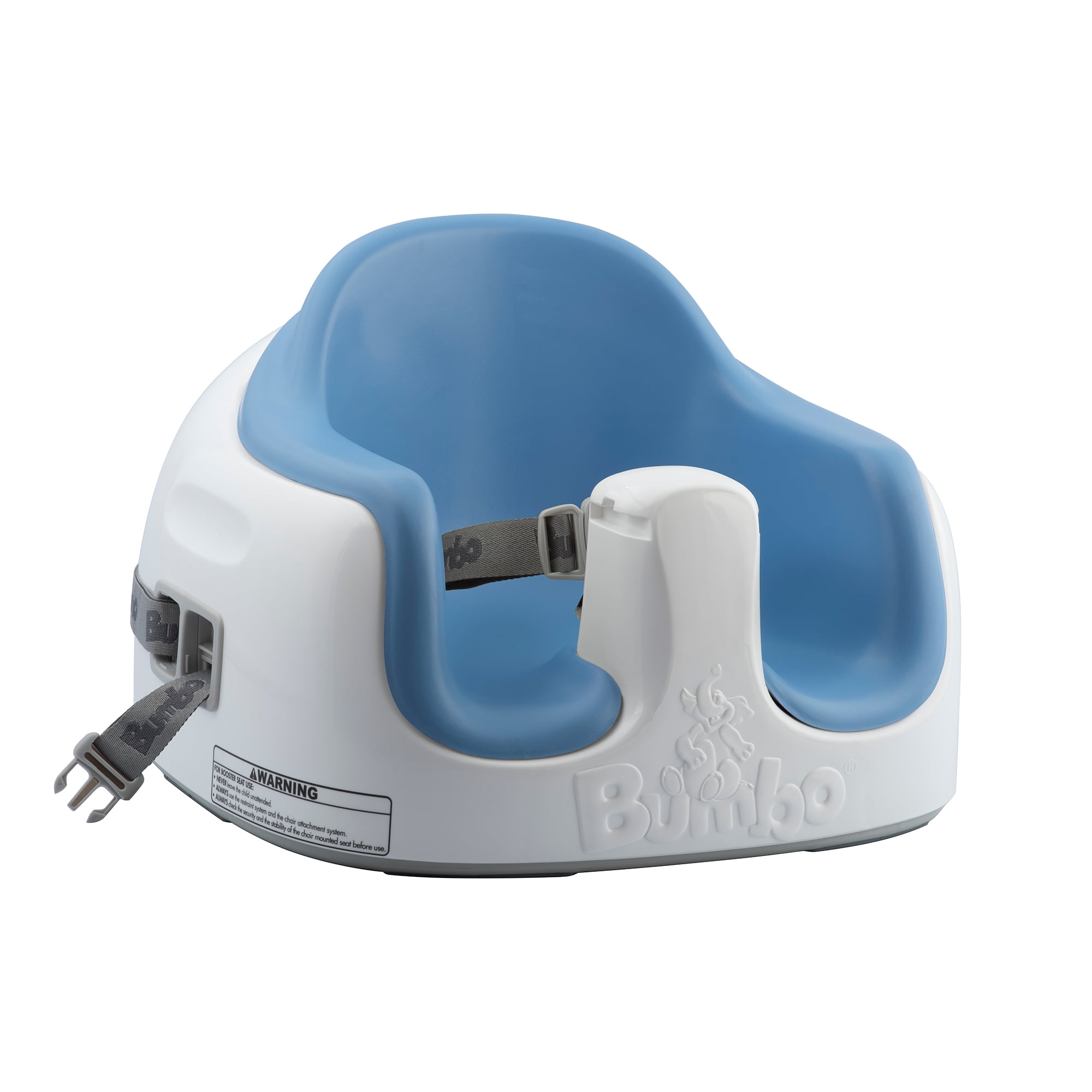 blue bumbo seat with tray