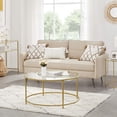 thumbnail image 3 of Boutique Home Round Coffee Table With Chic Gold Steel Frame and Tempered Glass Base, 3 of 7