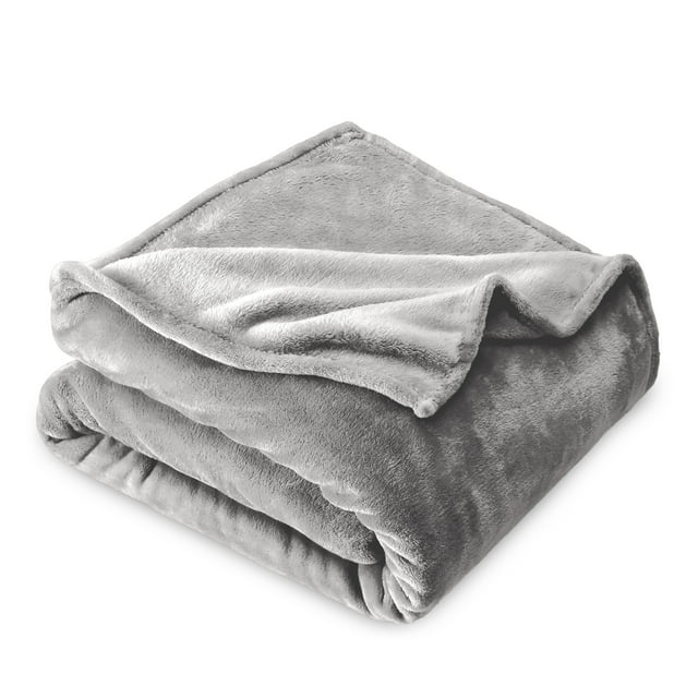 Bare Home Microplush Couverture en Molleton - 300 G/m2 - Microfibre Duveteuse - Douce et Moelleuse - Lit Simple/simple TG, Gris Pâle
