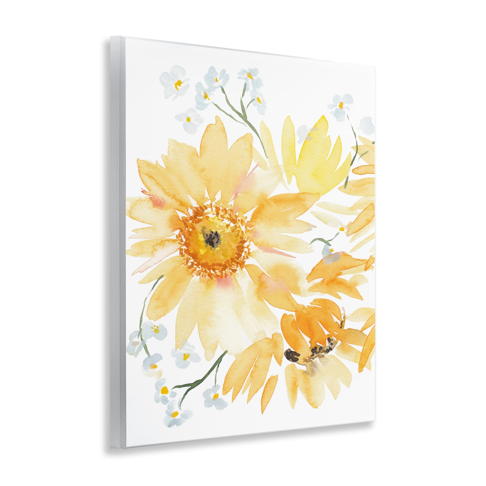 Stupell Industries Yellow Brushed Flowers Botanical & Floral Painting Unframed Art Print Wall Art, 11 x 14