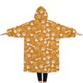 thumbnail image 2 of Oversized Wearable Blanket Hoodie,Yellow Puppy Dog Food Footprints Sherpa Blanket Hoodie with Super Pockets,Super Warm Fuzzy Pullover for Women & Men, 2 of 6