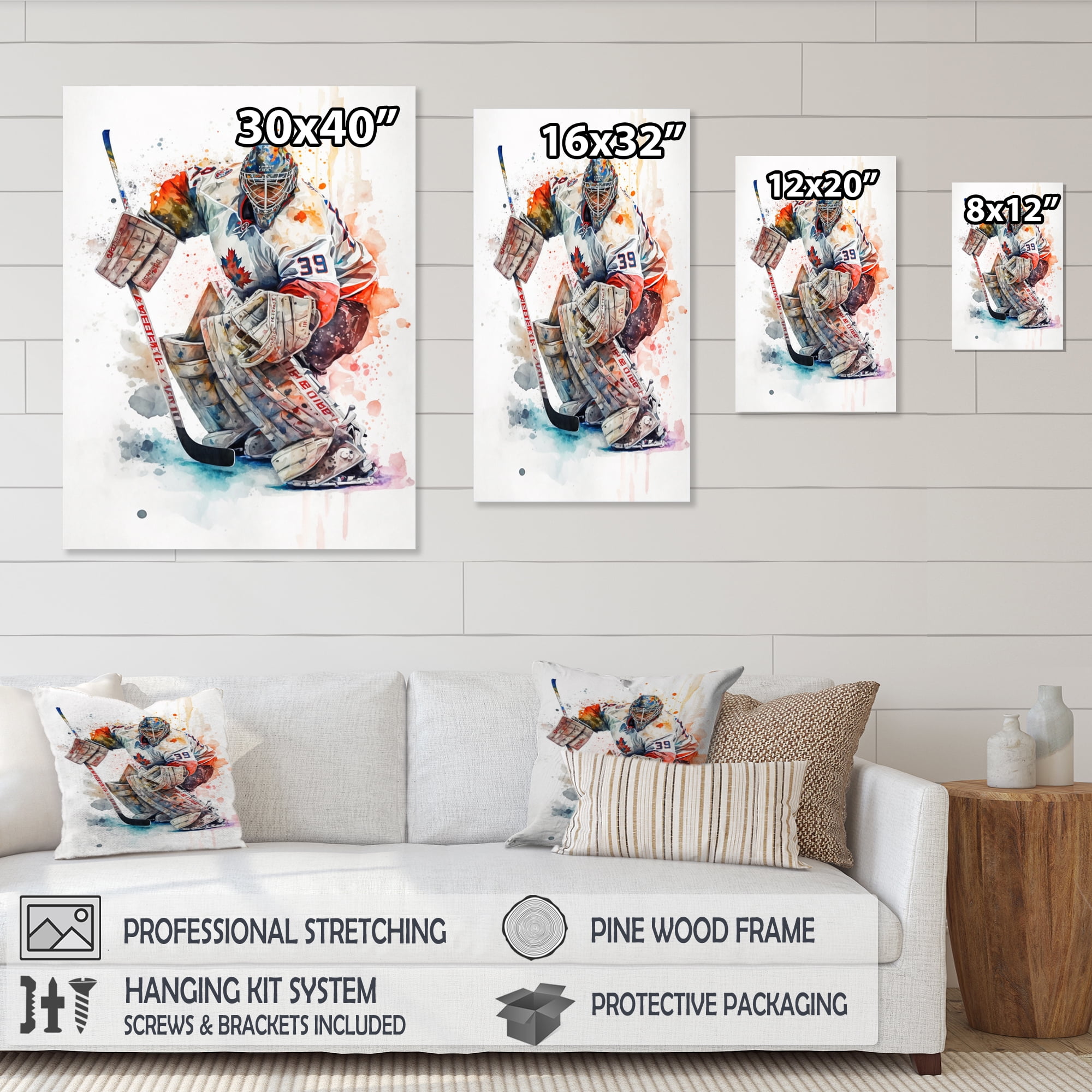 Designart Hockey Goalie On Ice During Game I Canvas Wall Art