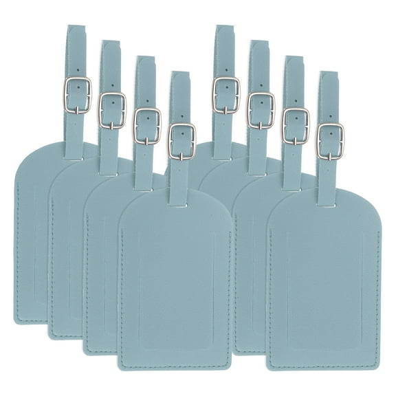 Uxcell Leather Luggage Tag Top-Open, 8 Pcs Luggage Tags Pu Bag Label for Suitcases Airplane Travel Essentials, Light Blue