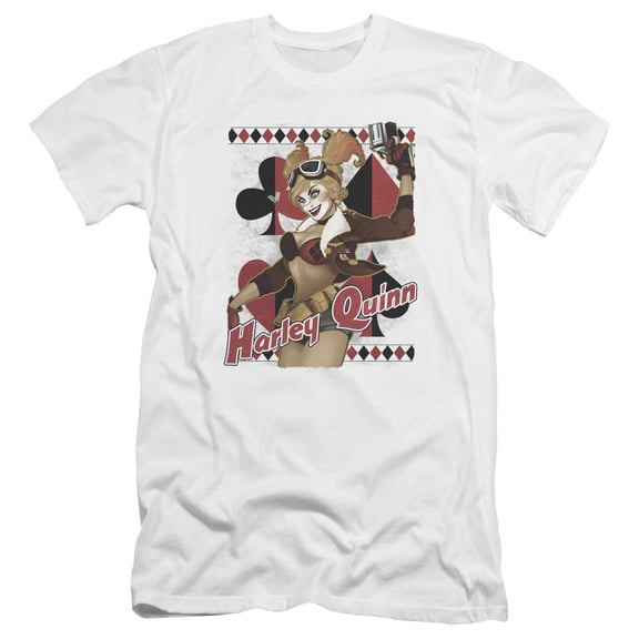 JLA Justice League Harley Bombshetll Premium Canvas Adult Slim Fit 30/1 T-Shirt White