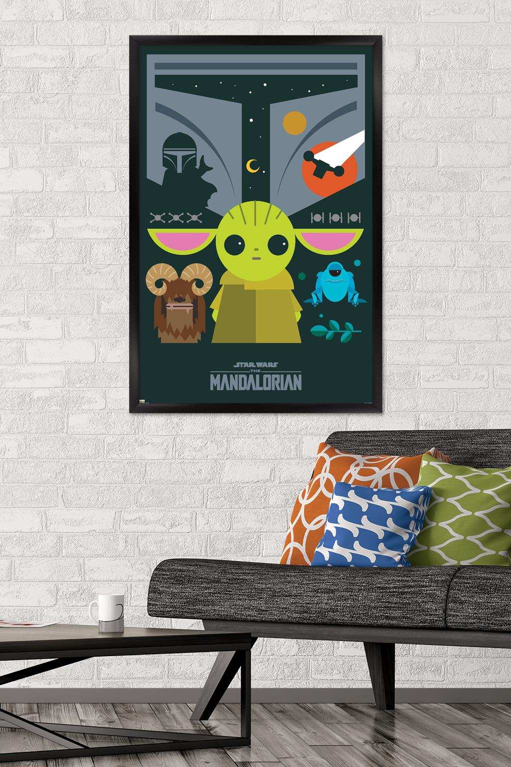 24X36 Star Wars: The Mandalorian - Geo Pop Group Wall Poster, 24" x 36" Framed