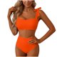 thumbnail image 2 of Trajes de baño para mujer, traje de baño de bikini de tirantes sin espalda de color liso para mujer, conjunto de bikini con bloques de color y hombros descubiertos, trajes de baño para mujer, trajes d, 2 of 5