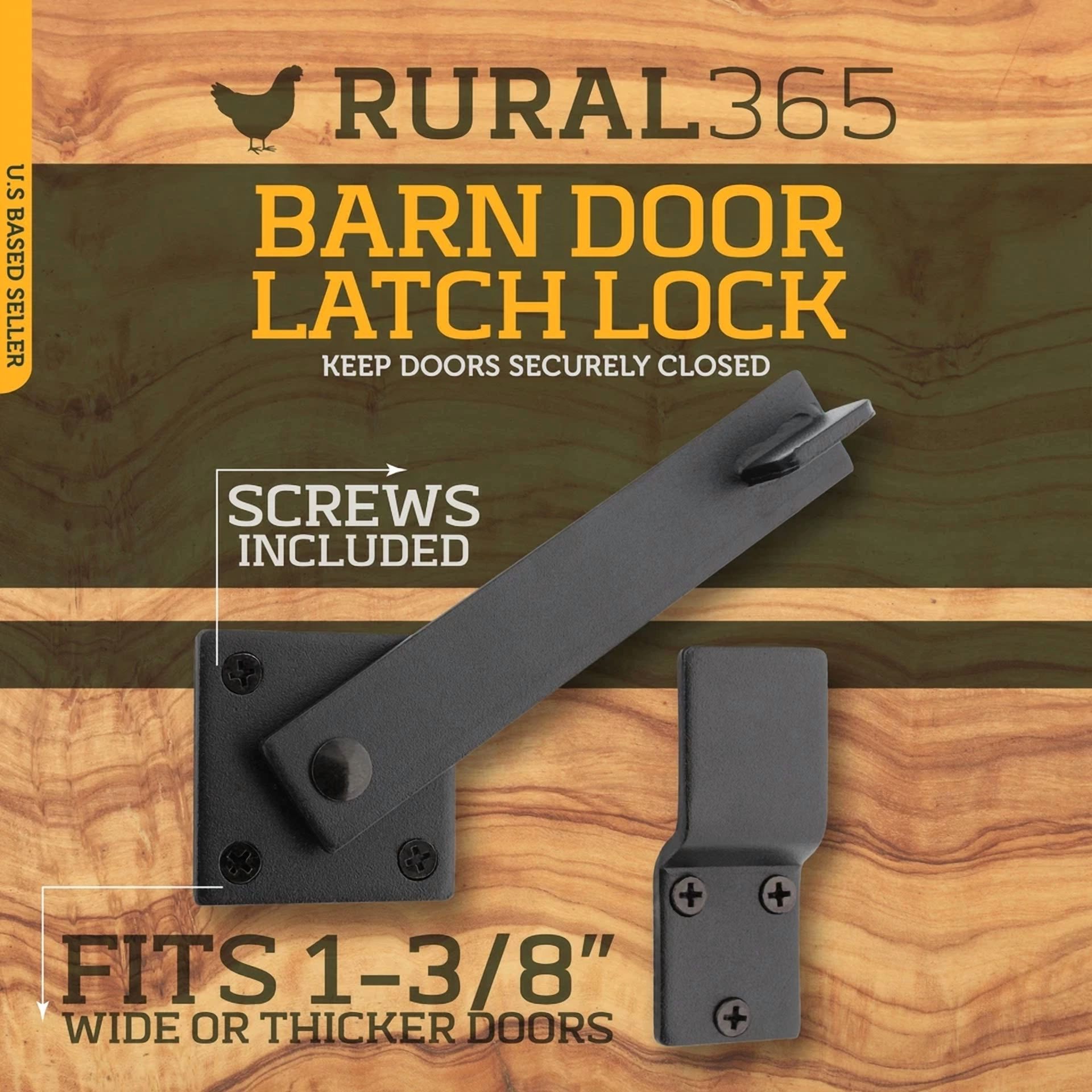 CRESTIN- Rural365 Black Barn Door Latch Hook With Hardware - Safety Hook Lock For Gate