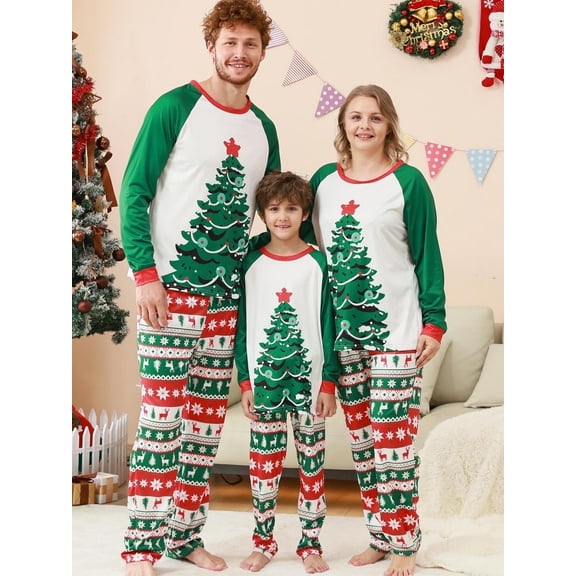 DAKIMOE Christmas Pajamas for Family Matching Sets Couples Xmas Pjs Matching Set Long Sleeve Top and Pants Loungewear Festive Holiday Nightwear Jammies Sleepwear For Adult Women Men Kids