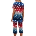 thumbnail image 6 of 4th of July Pajamas for Women Set Soft Comfy Pajamas Red Blue and White Star Print Short Sleeve Tops Capri Pants Pjs Set with Pockets, 6 of 6
