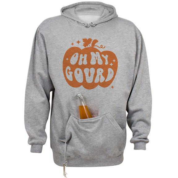 Pumpkin Oh My Gourd Beer Holder Tailgate Hoodie Sweatshirt Unisex Large Oxford
