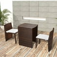 thumbnail image 1 of vidaXL 3 Piece Bistro Set with Cushions Poly Rattan Brown, 1 of 5