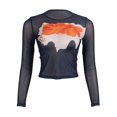 thumbnail image 1 of style Américain Fille Chaude Mode Impression Maille Col Rond Chandail Manches Longues Hauts Été Nouveau style pour Femmes, 1 of 5