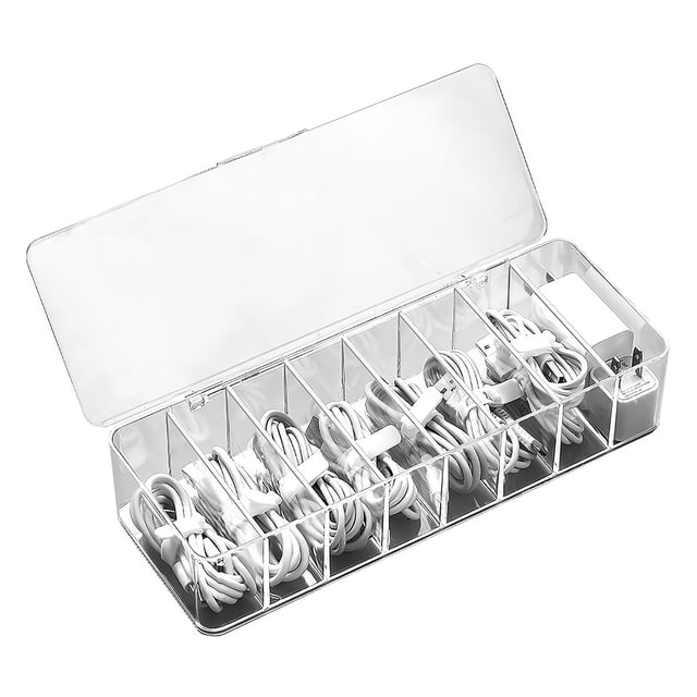 Organizador De Cables Caja De Almacenamiento De Artículos Diversos De Plástico Transparente De 8 Rejillas Con Tapa Auriculares Con Cable Estuche De Almacenamiento Portátil Para Objetos Pequeños Yuarrent HA013338-00