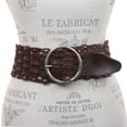thumbnail image 2 of Women's 3" Wide Perforated Waist Braided Woven Solid Vintage Leather Round Belt, 2 of 2